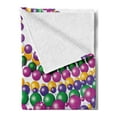 thumbnail image 2 of Mardi Gras Soft Flannel Fleece Throw Blanket, Colorful Beads Party Necklaces with Mardi Gras Calligraphy Patterned Design, Cozy Plush for Indoor and Outdoor Use, 70" x 90", Multicolor, by Ambesonne, 2 of 5