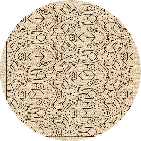 Ahgly Company Machine Washable Indoor Round Transitional Copper Brown Area Rugs, 6' Round