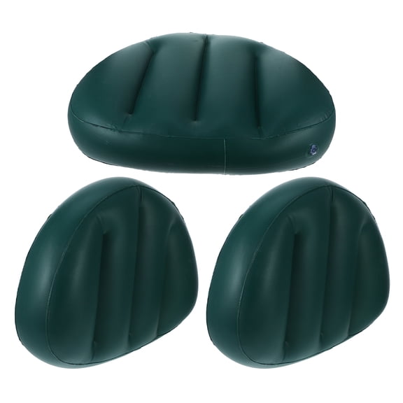 WHAMVOX Set of 3 Inflatable Boat Cushions Foldable Travel Seat Pads Dark Green for Outdoor Water Sports