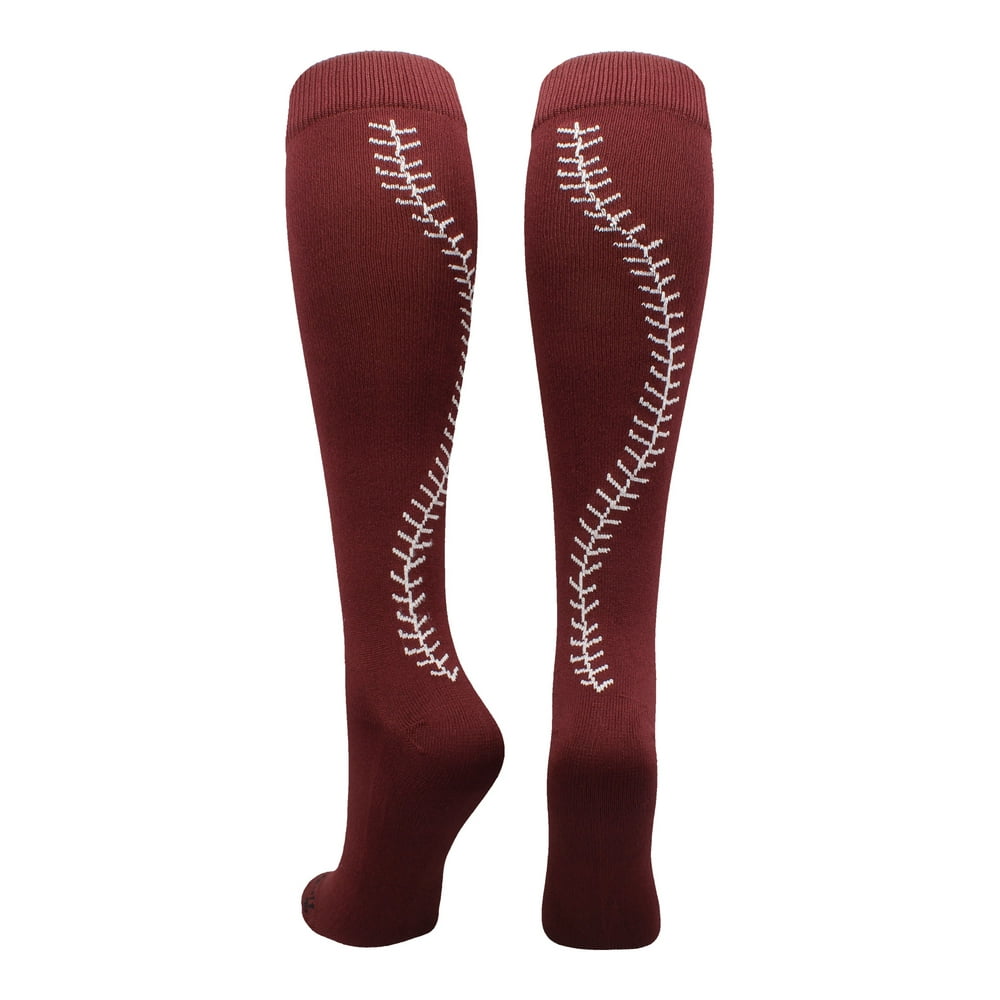 MadSportsStuff Softball Socks with Stitches Over the Calf (Maroon