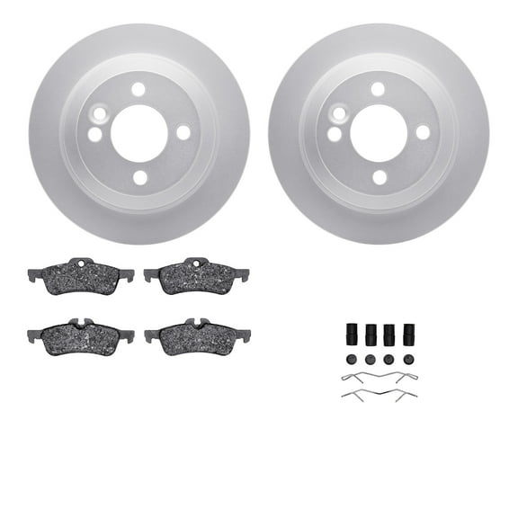 Dynamic Friction Company Rear Geospec Brake Rotors with 5000 Advanced Brake Pads includes Hardware 4512-32025