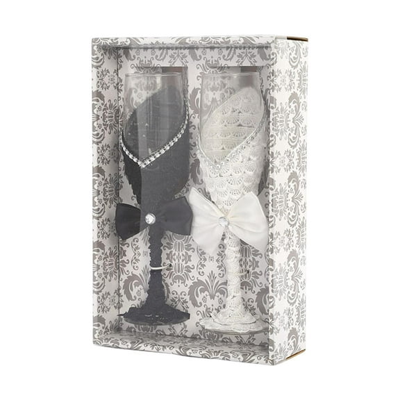 deevoka 2 Piece Wedding Champagne Glass Set, Drinking Glasses, Glassware, Toasting Cups,