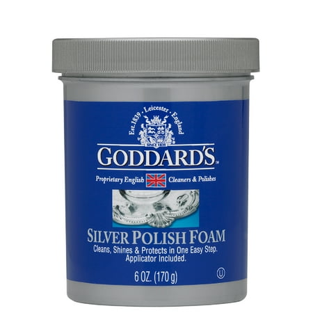 Goddard’s Silver Polish Foam, Silver Jewelry Cleaner for Antiques, Accessories, Ornaments, Silver Cleaner, Silverware Protection, Tarnish Remover for Sterling Silver Jewelry, Sponge Applicator, 6 oz