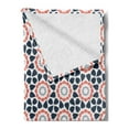 thumbnail image 2 of Ethnic Soft Flannel Fleece Throw Blanket, Oriental Design with Ornamental Floral Elements Petal Concept, Cozy Plush for Indoor and Outdoor Use, 60" x 80", Dark Petrol Blue Coral, by Ambesonne, 2 of 5