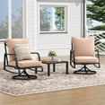 thumbnail image 4 of STARY Small Patio Furniture Set, 3 Piece Outdoor Bistro Set, 2 x Swivel Patio Chairs and 1 x Small Side Table, Outdoor Table and Chairs Set with 4" Thick Cushions for Backyard, Porch, Poolside, 4 of 9