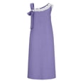 thumbnail image 6 of IROINNID Women Summer Dress with Pockets Casual Loose Long Sleeveless V Neck Ruffles Belt Bandage Stylish Fashion Blouse Daily Wear Party Vacation(Purple,S), 6 of 7