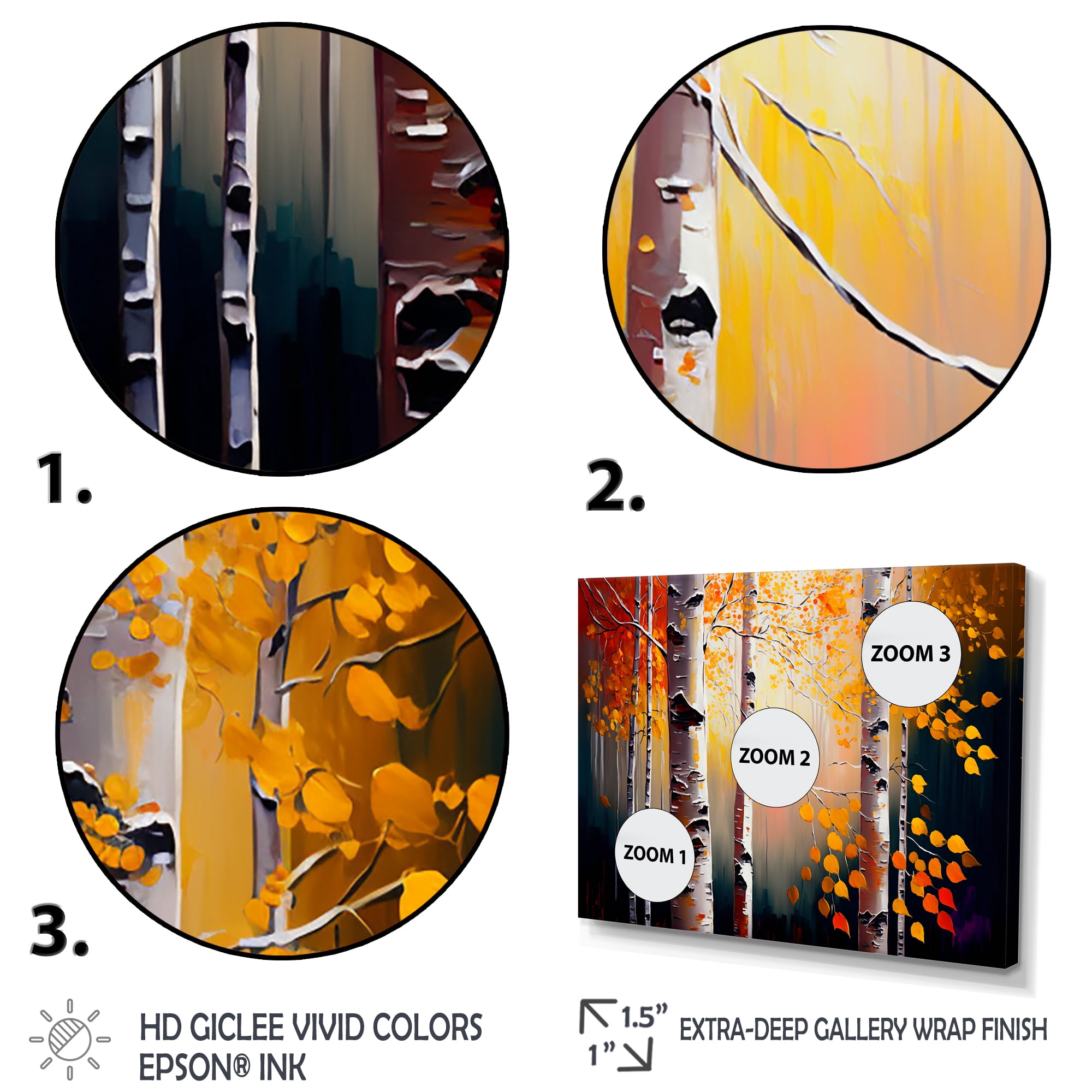 Designart Autumn Birch Trees Forest II Canvas Wall Art