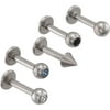 Body Jewelry Women's 14-Gauge Jeweled Labret Duo Stainless Steel