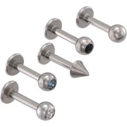 Body Jewelry Women's 14-Gauge Jeweled Labret Duo Stainless Steel