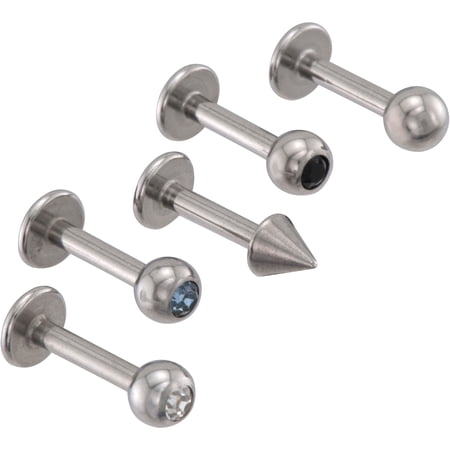 Body Jewelry Women's 14-Gauge Jeweled Labret Duo Stainless Steel