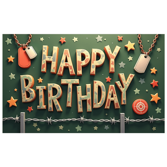 Camouflage Design Happy Birthday Tactical Tags Celebration Banner for Military Birthday Party Kids Event Outdoor Celebration