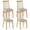 thumbnail image 1 of Costway 4 PCS Dining Chairs with Rubber Wood Frame Padded Seat Spindle Back for  Restaurant Gray + Natural, 1 of 9