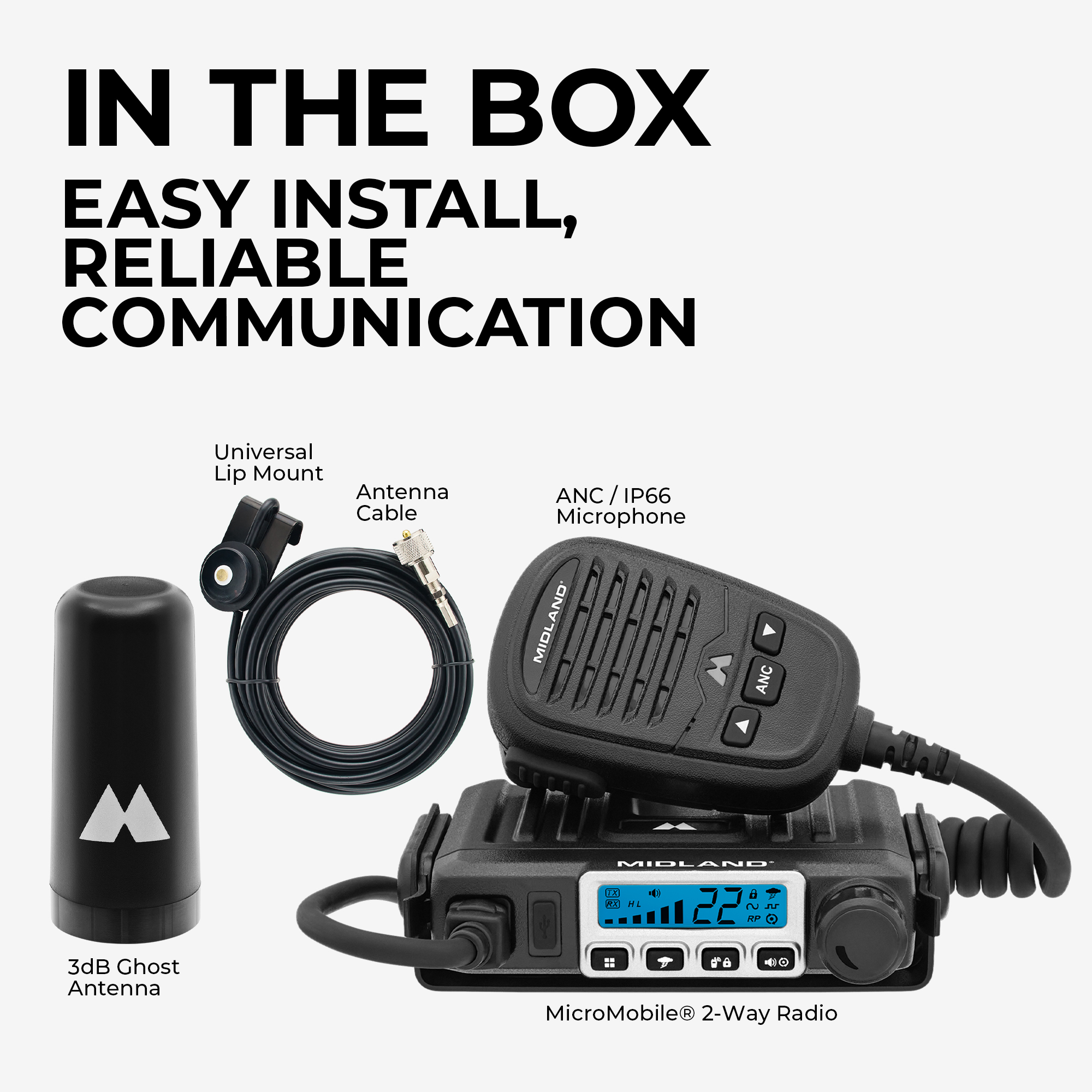 Midland MXT115VP3 15-Watt GMRS MicroMobile Radio Bundle photo 4
