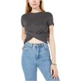 thumbnail image 1 of Project 28 Blusa corta con frente torcido para mujer, negro, mediano, 1 of 2