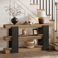 thumbnail image 5 of Finmind 63-Inch Farmhouse Console Table, 3-Tier Entryway Table with Storage, Rustic Brown & Black Wood Sofa Table for Living Room, Hallway, Entryway, 5 of 7