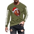 thumbnail image 2 of Fnnxeal Mens T-Shirts, Long Sleeve Christmas Print Fall Winter Shirt for Men Army Green, 2 of 5