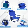 thumbnail image 4 of Portable Beach Chair for Adults, Outdoor Lightweight Camping Chair Lay Flat Folding Backpack Beach Reclining Chair with 4 Positions, Headrest, Cooler Pouch, Cup Holder, Ocean Striped, 4 of 7