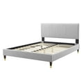thumbnail image 3 of Platform Bed Frame, Full Size, Velvet, Light Grey Gray, Modern Contemporary Urban Design, Bedroom Master Guest Suite, 3 of 10