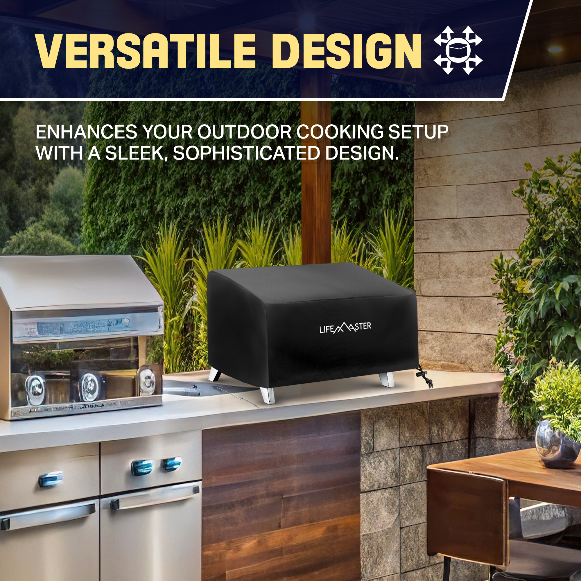 LifeMaster Grill Cover: Waterproof PU, Snug Fit, Easy Clean, Ultimate Protection for 23x16x13 Inch Tabletop Grills