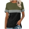 thumbnail image 2 of Runfenguu Womens Plus Size T Shirts Crew Neck Color Stripe Shirts Short Sleeve Top Casual Summer Tshirts Loose Fits Tee, 2 of 7