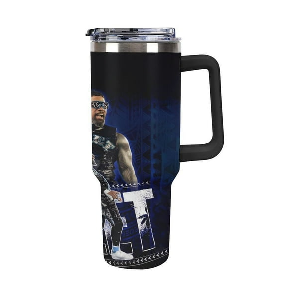 40OZ Wres-tler Jey US-0 Tumbler with Handle and Flip Straw Stainless Steel Tumbler Cup Keeps Drinks Cold & Hot