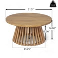 thumbnail image 6 of Christopher Knight Home Outdoor Wood Round Coffee Table, 31.5" Patio Table with Slatted Base, Teak Finish, 6 of 8