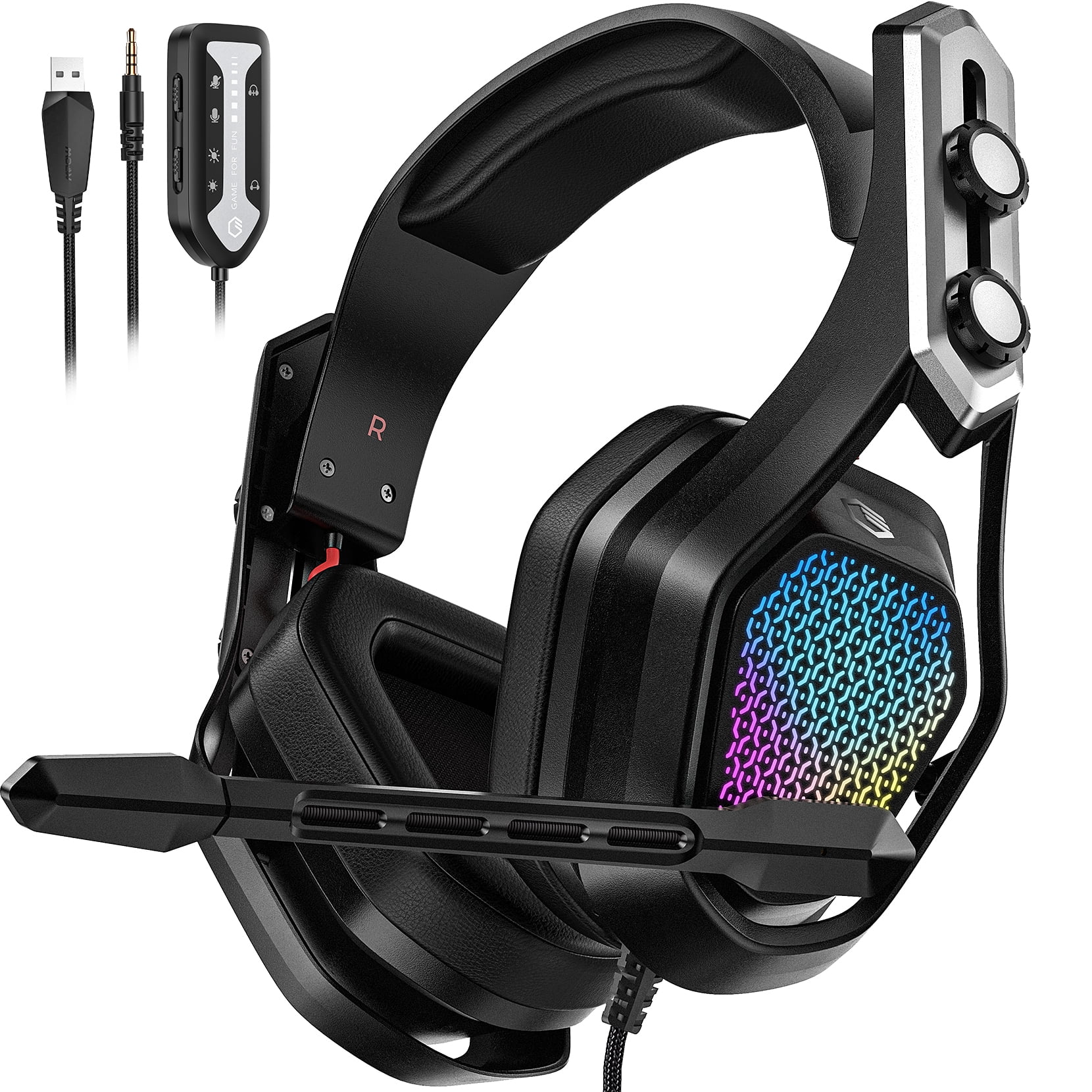 weekend escaleren Zichtbaar Mpow Gaming Headset with Microphone for PC/Xbox/PS4, 3.5mm & USB Gaming  Headphones, 7.1 Surround Sound, 360° Noise Cancelling Mic, RGB Light, Soft  Memory Earmuffs Magic Voice Changer Gaming Headset - Walmart.com