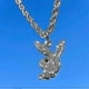 thumbnail image 2 of rhinestone playboy rabbit pendant necklace stainless steel retro punk necklace women's, 2 of 5