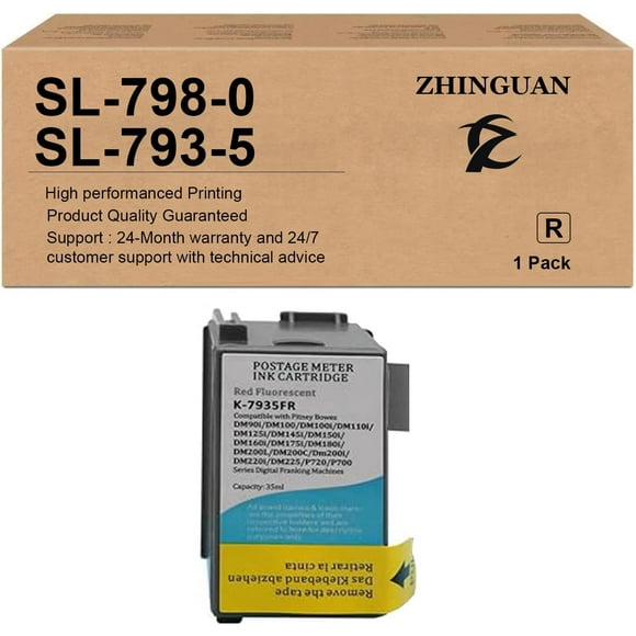 TRAHOO-Remanufactured 1PK SL-798-0 SL-793-5 Red Fluorescent Ink Cartridge Works for Sendpro C200 C300 C400 C425 Postage Meter