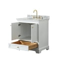thumbnail image 3 of Wyndham Collection Deborah 30" Metal & Wood Single Bathroom Vanity in White/Gold, 3 of 5
