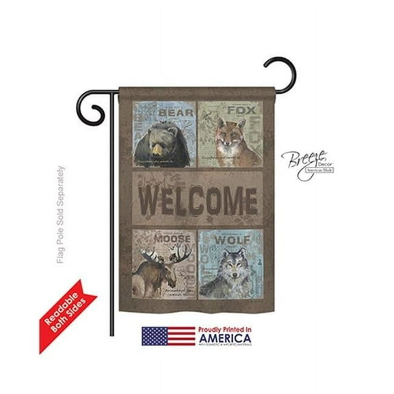 Breeze Decor 60001 Wildlife & Lodge Wilderness Welcome 2-Sided Impression Garden Flag 13 x 18.5 in.