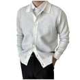 thumbnail image 1 of Cardigan en Tricot Décontracté pour Hommes, Manches Longues, Col à Revers, Veste Chandail Confortable, Extensible, 1 of 6