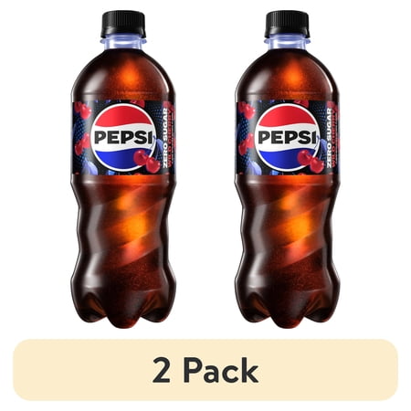 (2 pack) Pepsi Zero Sugar Wild Cherry Cola Soda Pop, 20 Fl Oz, Bottle