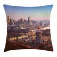 thumbnail image 1 of Cincinnati Throw Pillow Cushion Cover, Center of the City in Violet Tones Transition Memorial Urban Top of Buildings, Decorative Square Accent Pillow Case, 24" X 24", Multicolor, by Ambesonne, 1 of 2