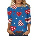 thumbnail image 2 of Utoimkio American Flag T Shirt for Women 3/4 Sleeve Graphic Shirts Crew Neck Red White and Blue Tee Tops Casual Fourth of July Outfits Size S-5XL, 2 of 5