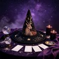 thumbnail image 4 of Halloween Quilted Witch Hat, 16.9x11.8in Embroidered Polyester Hat with Wide Brim, Soft and Comfortable, Party and Themed Cosplay Costume Accessory, 4 of 5