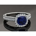 thumbnail image 3 of HeartsAndYou 3ct Natural Sapphire Diamond Halo Milgrain Bridal Set Ring 14k SOLID White Gold, 3 of 9