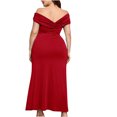 thumbnail image 4 of IROINNID Savings Formal Dress for Women Wedding Guest Homecoming Party Trendy Large Solid Hip Wrap Sleeveless Split Dress,Red, 4 of 7