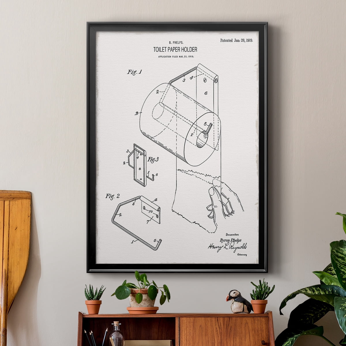 Toilet Paper Patent II Premium Classic Framed Print - Ready to Hang