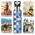 thumbnail image 7 of Yayeee 33oz Insulated Water Bottle Double Wall Stainless Steel with Flip Straw Lid, Blue and Gray Plaid Pattern, 7 of 7
