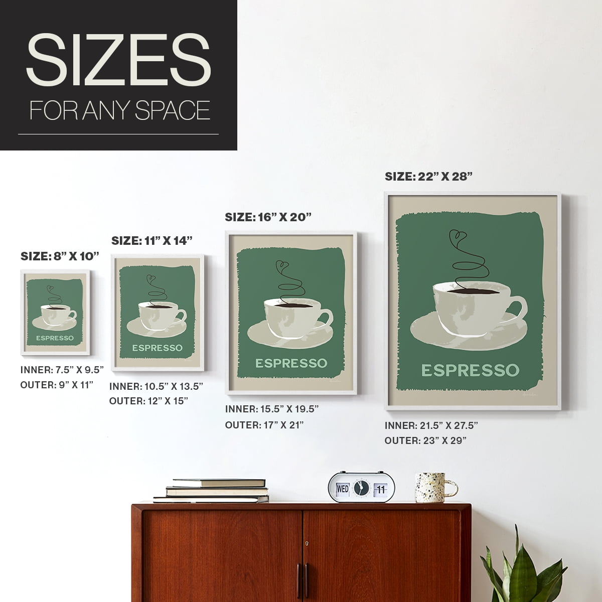 Modern Coffee IV in White Solid Wood 8 x 10 Framed Print