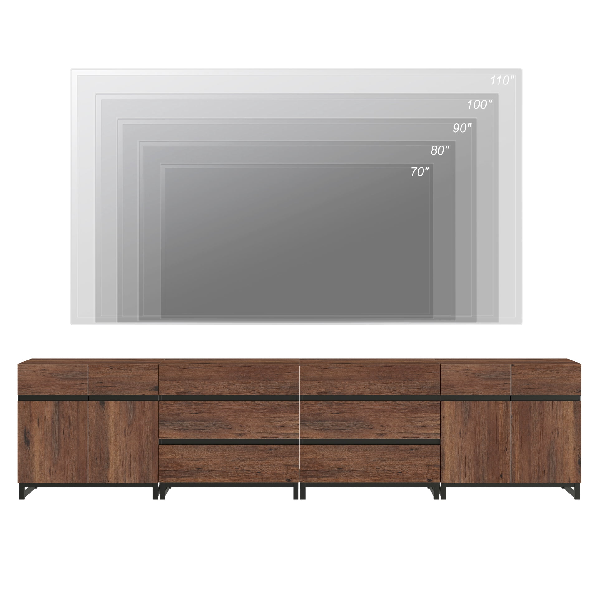WAMPAT Modern 4-in-1 TV Stand for TVs up to 120 Inch, Media TV Console with Adjustable Shelves & 6 Drawers, Entertainment Center for Living Room and Bedroom