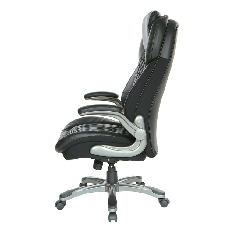 Office Star Executive High Back Office Chair in Black Bonded Leather