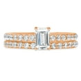 thumbnail image 3 of 1.16 ct Emerald Cut Genuine Cultured Diamond SI1-SI2 G-H 18K Rose Gold Engagement Wedding Bridal Set Designer Ring bW/ Set size 11, 3 of 6
