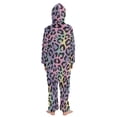 thumbnail image 3 of Soft Big Kids Onesie Pajamas Cozy Loose-Fit Jumpsuits for kids with Pockets for Christmas Lounge & Play Rainbow Colors Leopard Print, 3 of 8