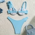 thumbnail image 4 of Linfrsh Two Piece High Waisted Bikini Set for Women 2025 Spaghetti Straps Swim Top with Reversible Bottom Bathing Suit for Women Tummy Control Blue,M, 4 of 7
