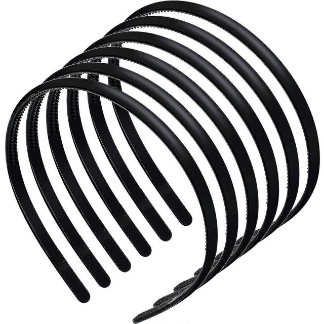 6 Pieces Plastic Plain Headbands Teeth Comb Headbands Skinny Hair Bands Headbands For Women Girls (rubber Blac