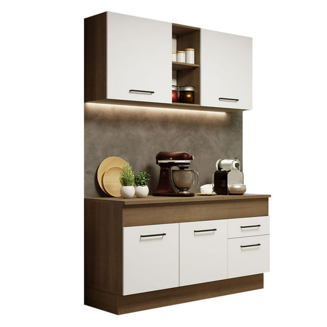 Cocina Integral MADESA Agata 150cm Marrón/Blanco