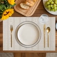 thumbnail image 4 of Light Brown Striped Placemats Set of 8, Modern Abstract Art Geometric Stripes Placemats for Dining Table, Place Mats for Kitchen Tabletop, Waterproof Wipeable Dining Table Mats Set, 4 of 9