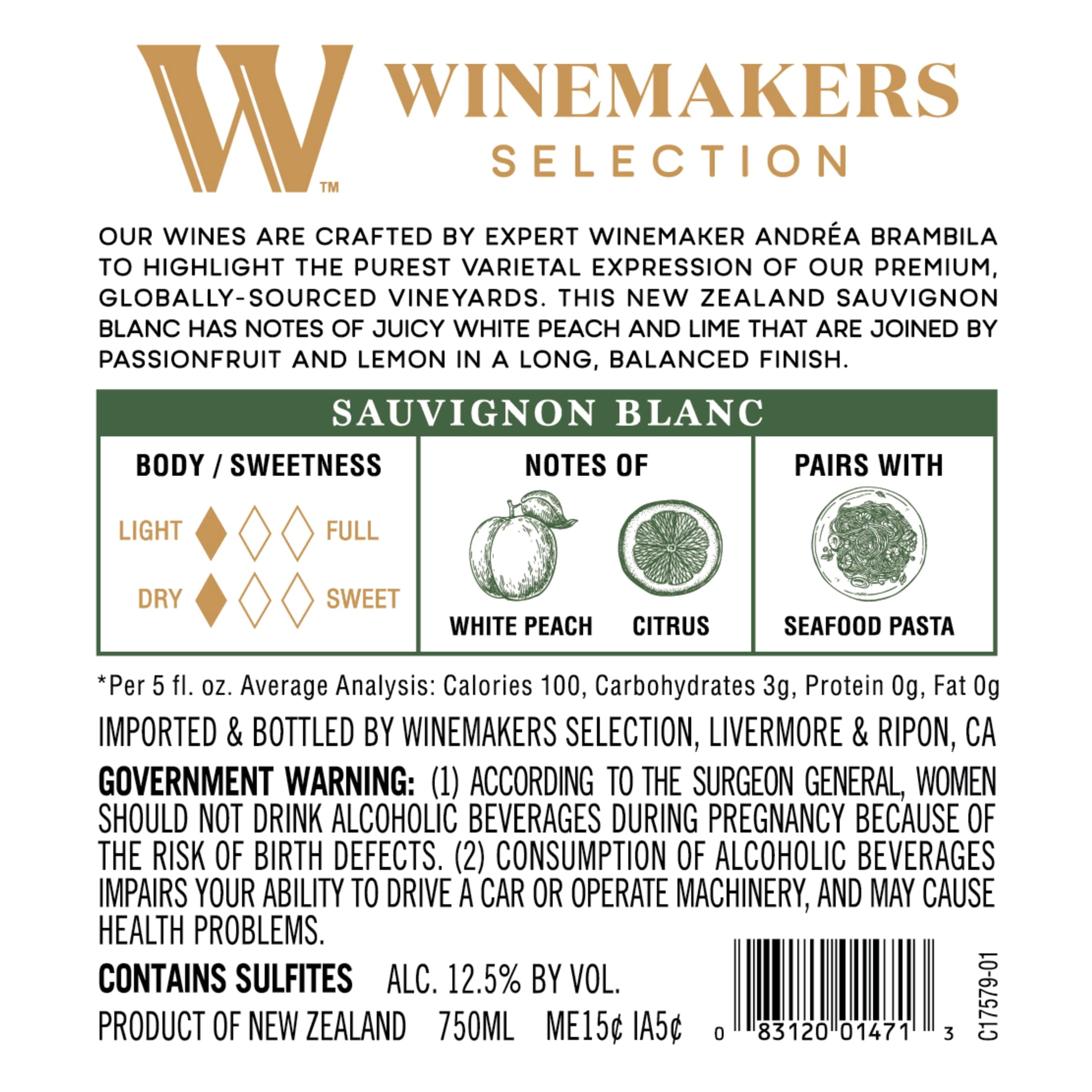 Winemakers Selection Sauvignon Blanc, White Wine, 750ml